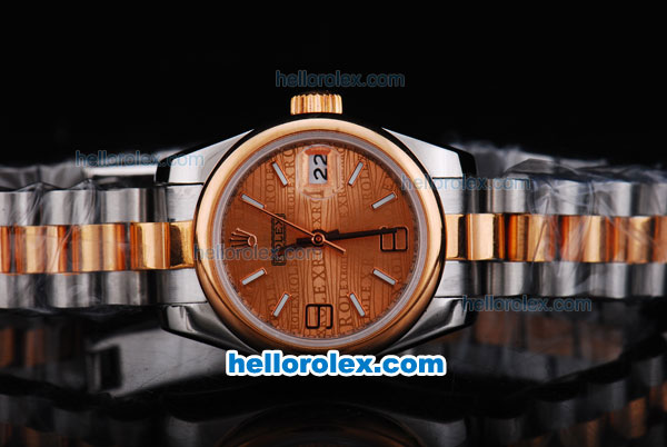 Rolex Datejust Oyster Perpetual Date Automatic Two Tone with Rose Gold Bezel and Rose Gold Dial-Small Calendar--Lady Size - Click Image to Close